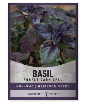 Gardeners Basics Purple Dark Opal Basil seeds packet, ideal for indoor and outdoor herb gardens