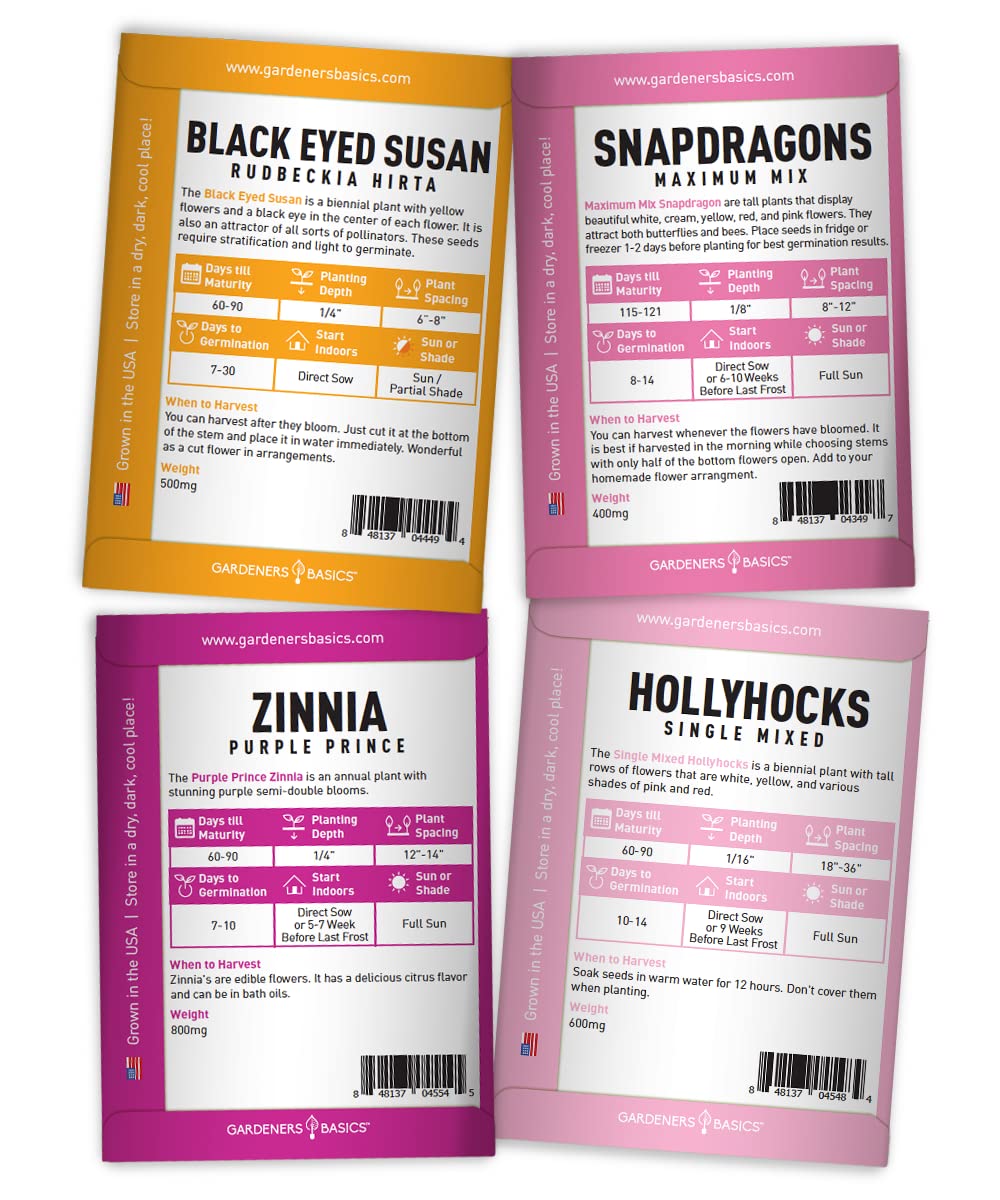 Gardeners Basics purple prince zinnia seeds pack, vibrant color for borders and pollinators.