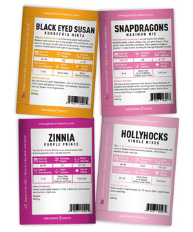 Gardeners Basics purple prince zinnia seeds pack, vibrant color for borders and pollinators.