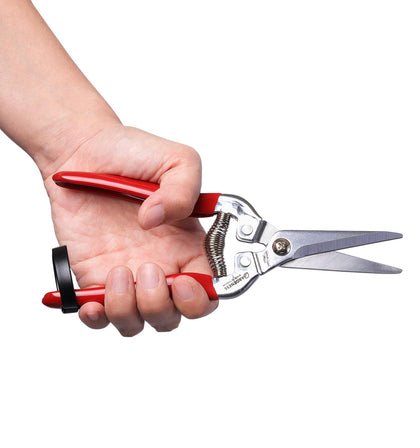 Gardeness stainless steel pruning snips with serrated blade for secure, clean cuts