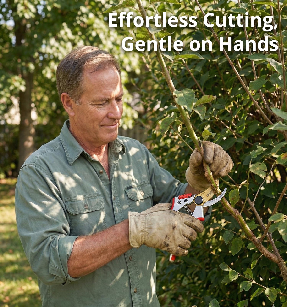 Gardeness Titanium Bypass Pruning Shears ergonomic handle for comfortable pruning sessions.