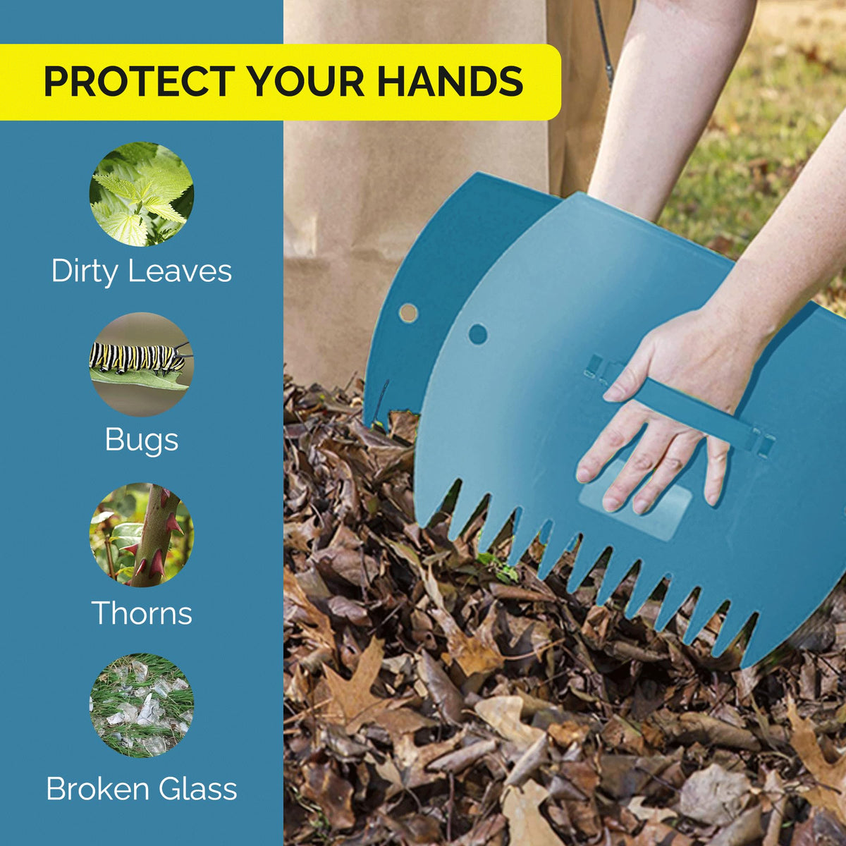 GardenHOME Leaf Scoops ergonomic adjustable handles for comfortable use