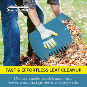 GardenHOME Leaf Scoops in action during yard cleanup and trash pickup