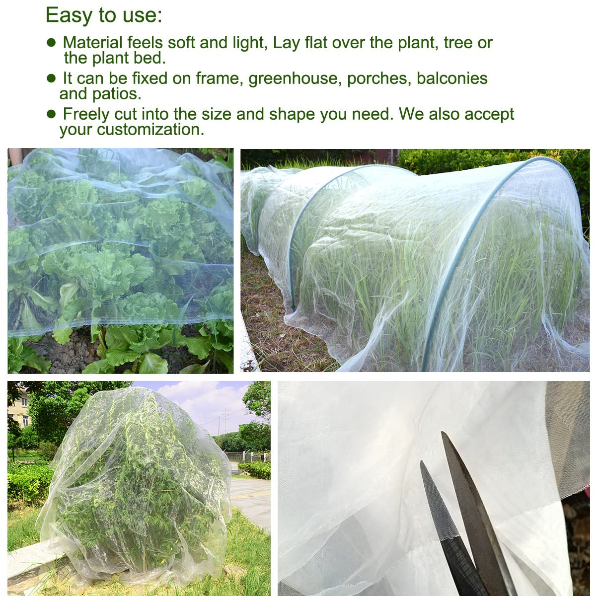 Gardeningwill mosquito and bird barrier mesh protecting flowering plants outdoors