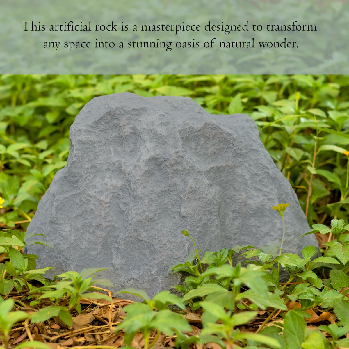 Gardenised artificial rock granite-grey finish enhances natural garden aesthetics and cohesion.