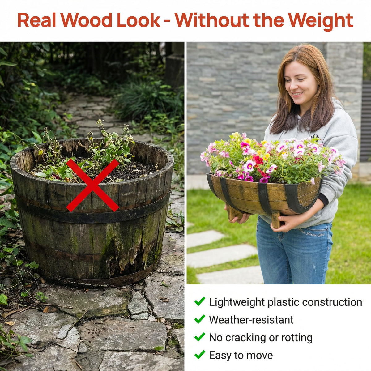 Gardenised elongated-oval-design planter offers ample space for blooms and herbs.