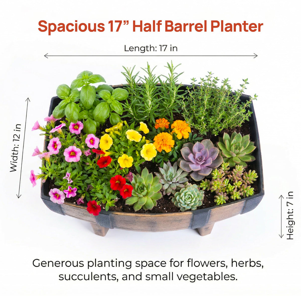 Gardenised rustic farmhouse planter with vintage charm and lightweight portability.