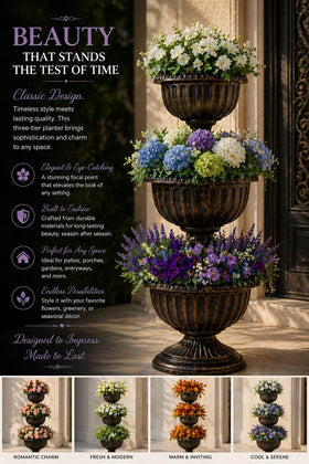 Gardenised bronze planter assembly, quick setup with included instructions.