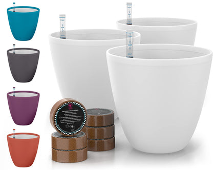 Gardenix Decor self watering pot in white, durable and clean-looking for indoor spaces.