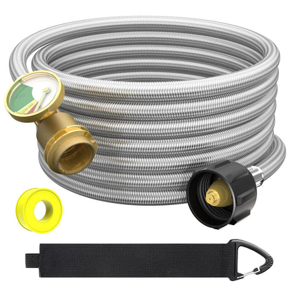 GardenNow 12ft propane hose extension with gauge for flexible tank placement