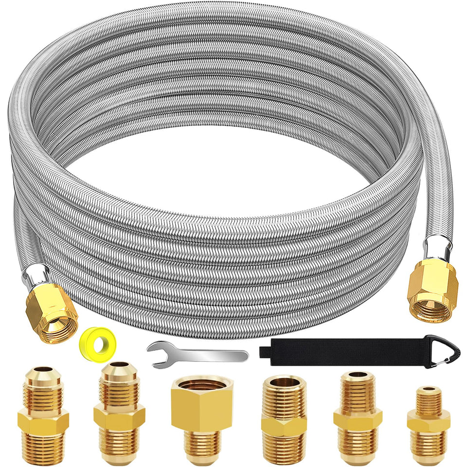 GardenNow 20ft propane hose extension for flexible outdoor grilling setups.