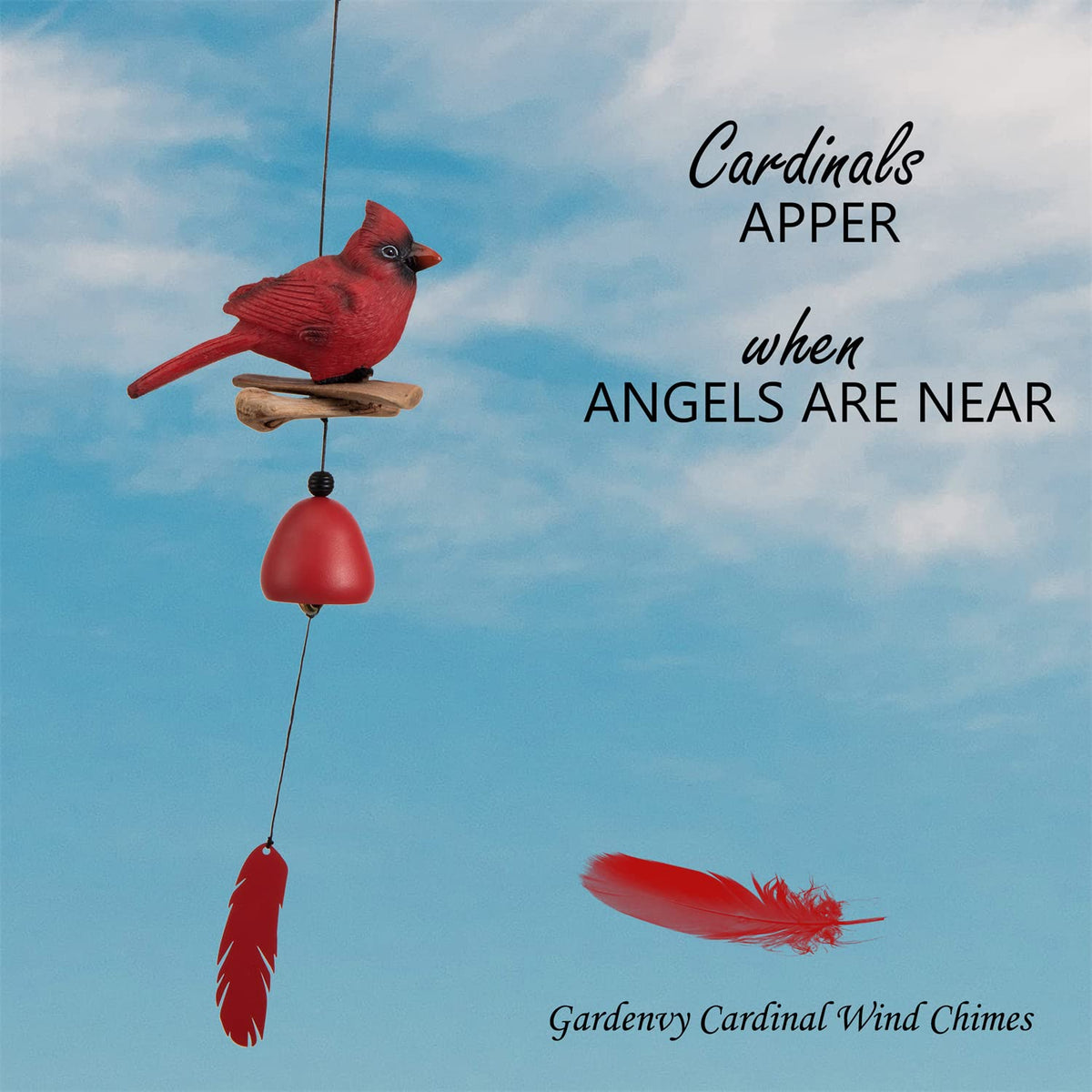 Gardenvy Cardinal Wind Chime bright colors brighten outdoor spaces.
