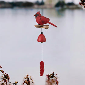 Gardenvy Cardinal Wind Chime details 20 inches suspension and 6 inches bird.