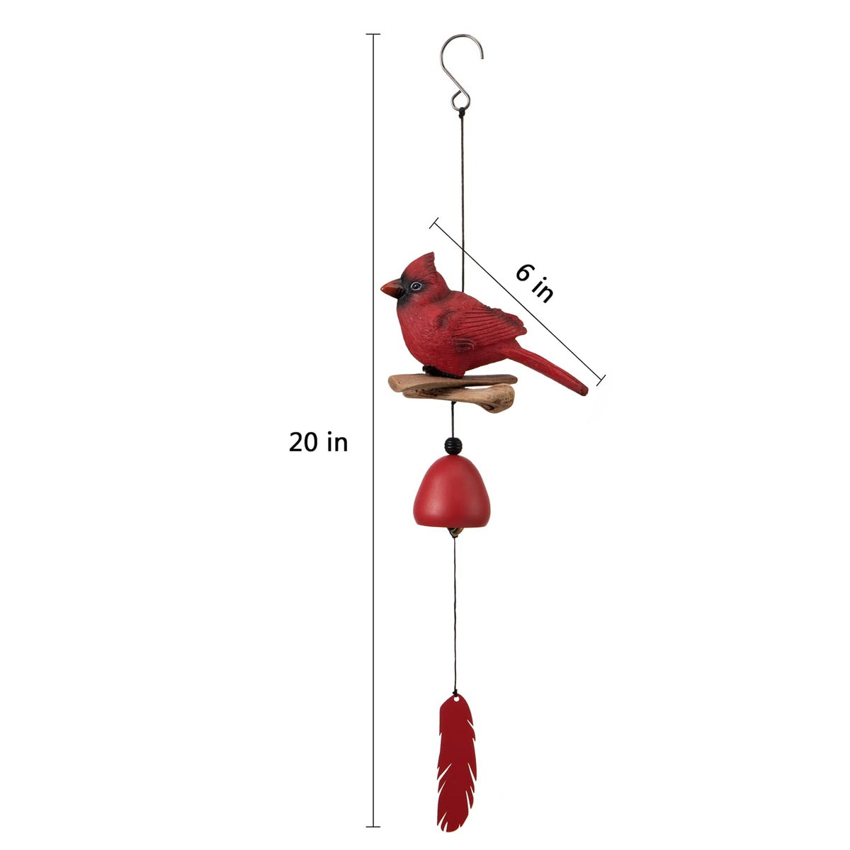 Gardenvy Cardinal Wind Chime hanging outdoors for garden, balcony, or window.