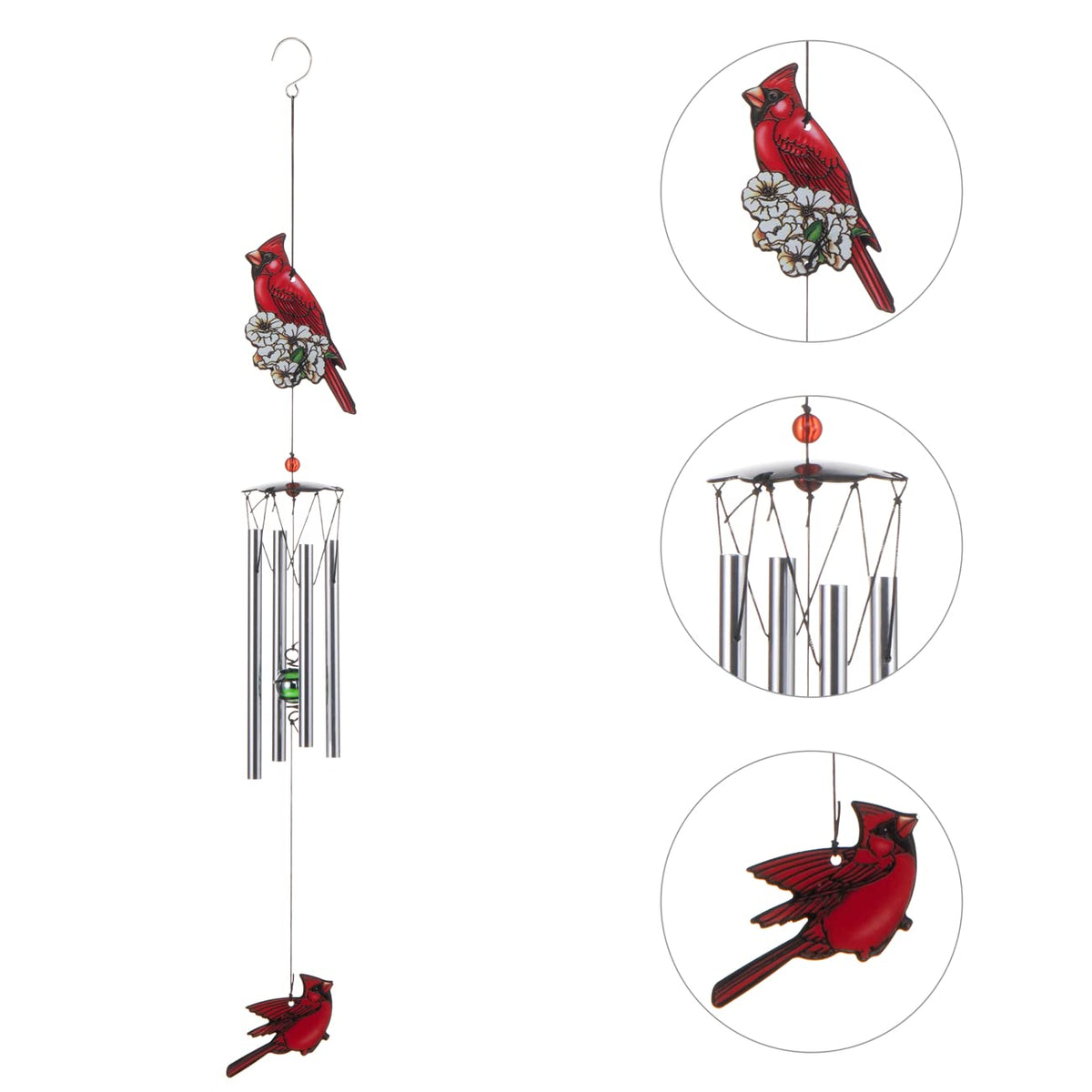 Gardenvy Cardinal Wind Chime garden display creates a welcoming focal point.
