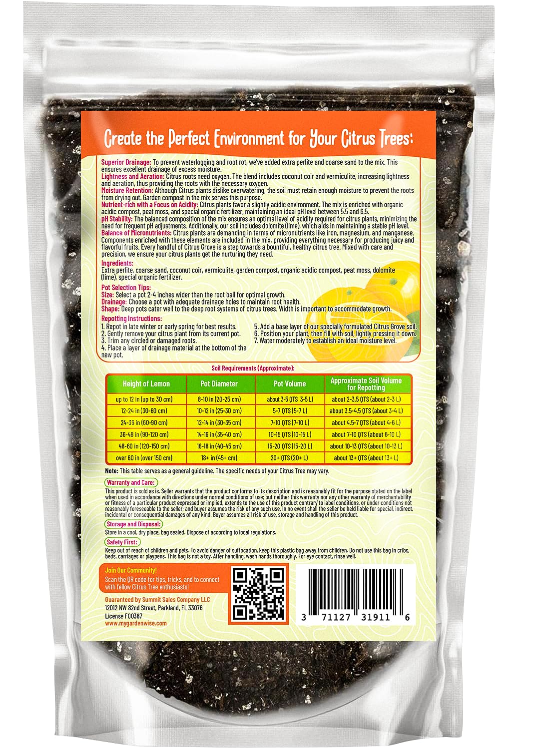 GardenWise Citrus Grove Soil Mix demonstrating moisture retention for steady hydration.
