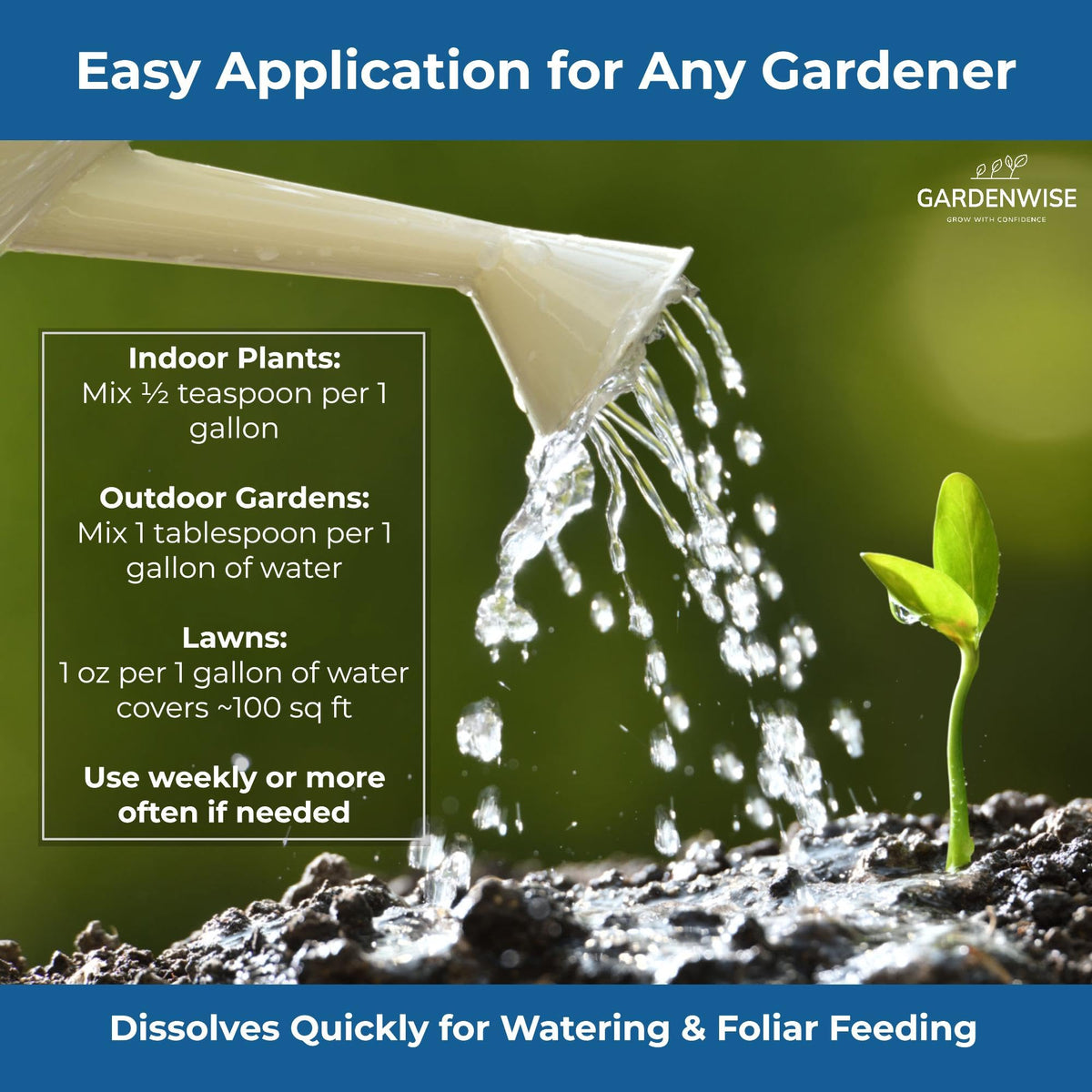 Gardenwise container gardening with ready-to-mix fertilizer for pots.