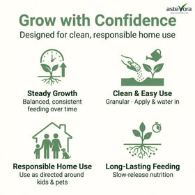 Easy dosing chart on GardenWise Olive Tree Fertilizer bag.