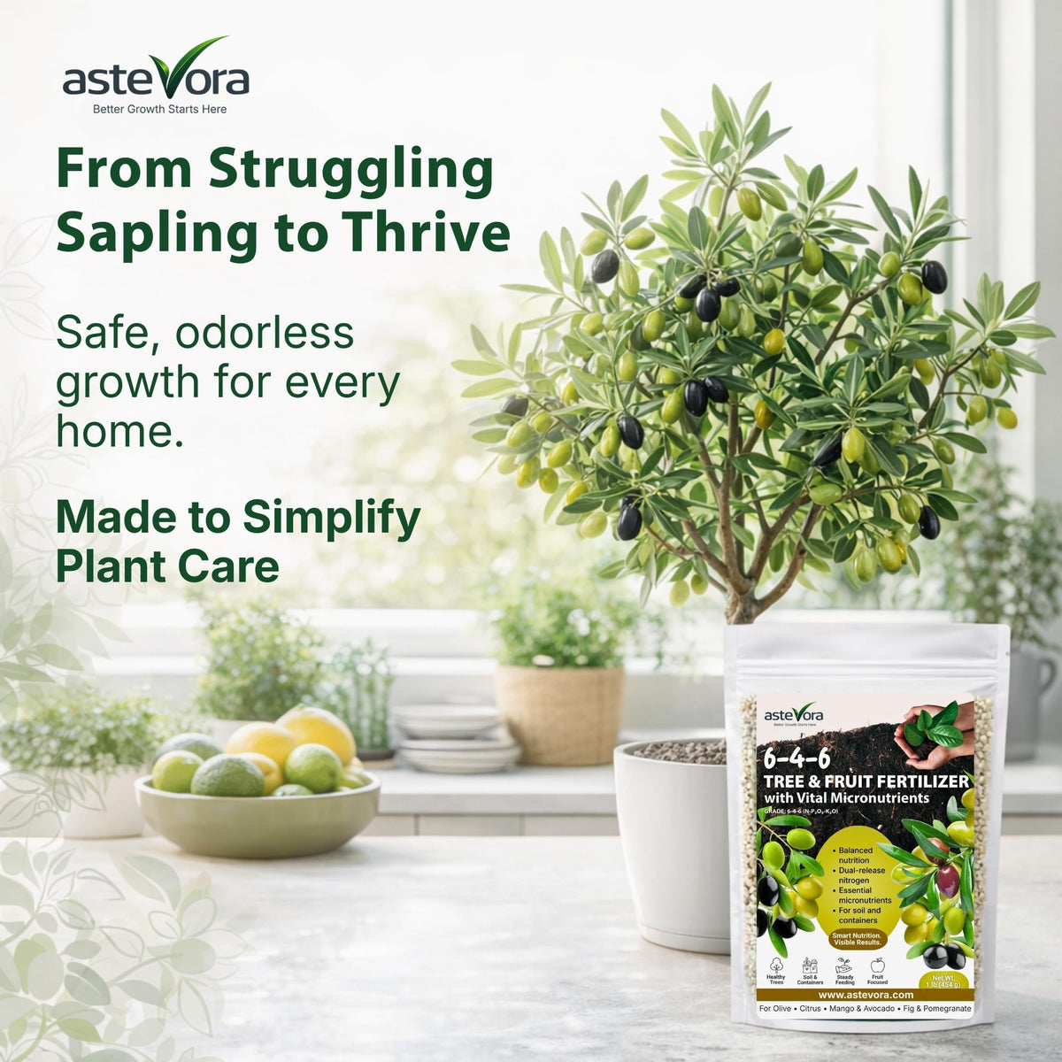 GardenWise granules no-mix formula sprinkled into soil for steady nutrition.