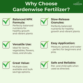 Gardenwise 10-10-10 easy to apply for potted plants and containers.