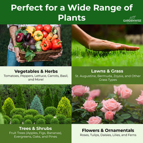 Gardenwise 10-10-10 used in vegetable garden beds for balanced nourishment.