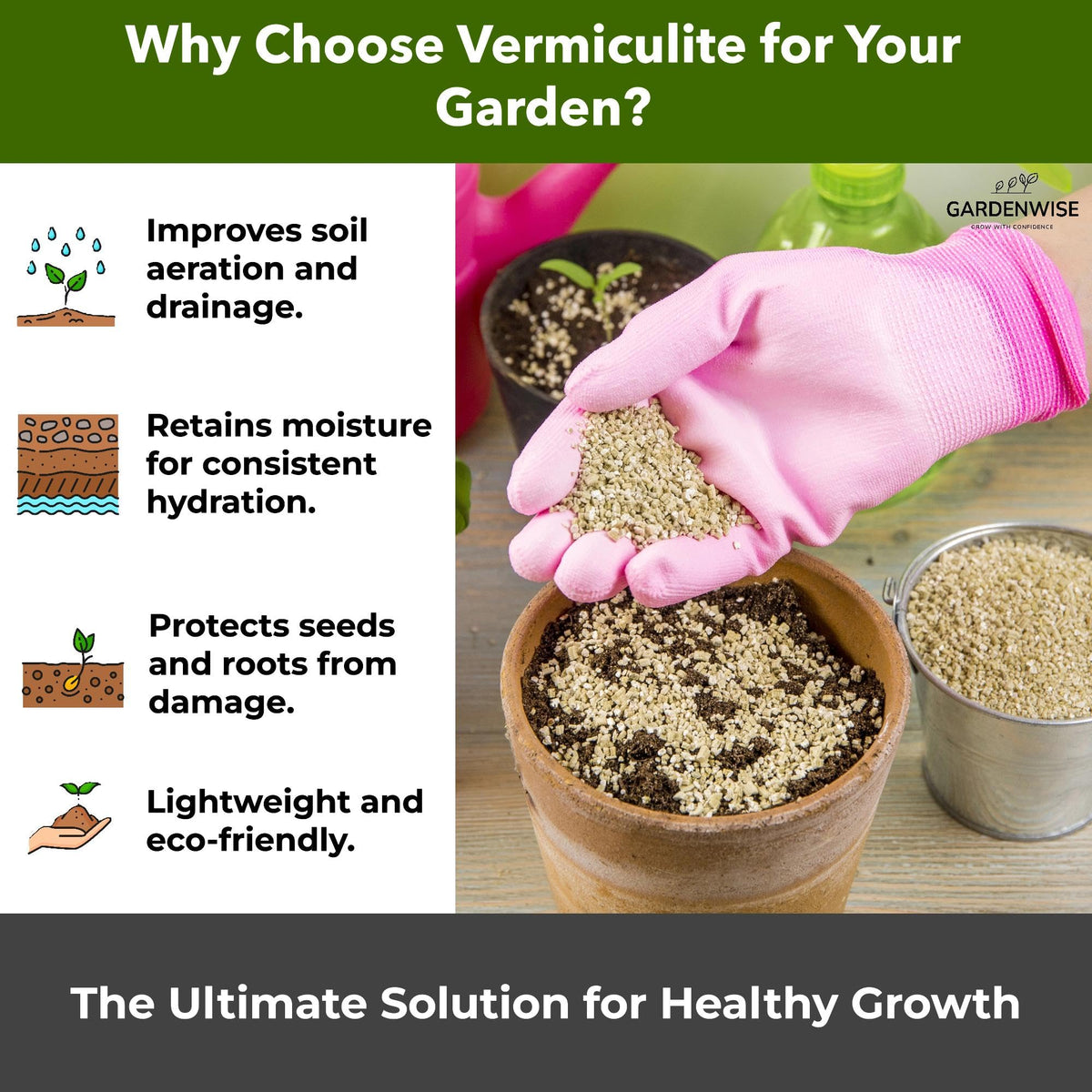 GardenWise vermiculite in seed germination tray promoting even sprouting