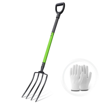 Gardenwork garden fork steel head with four tines for heavy-duty compost and soil