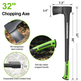 GardenWork manganese steel blade close-up shows durable cutting edge.