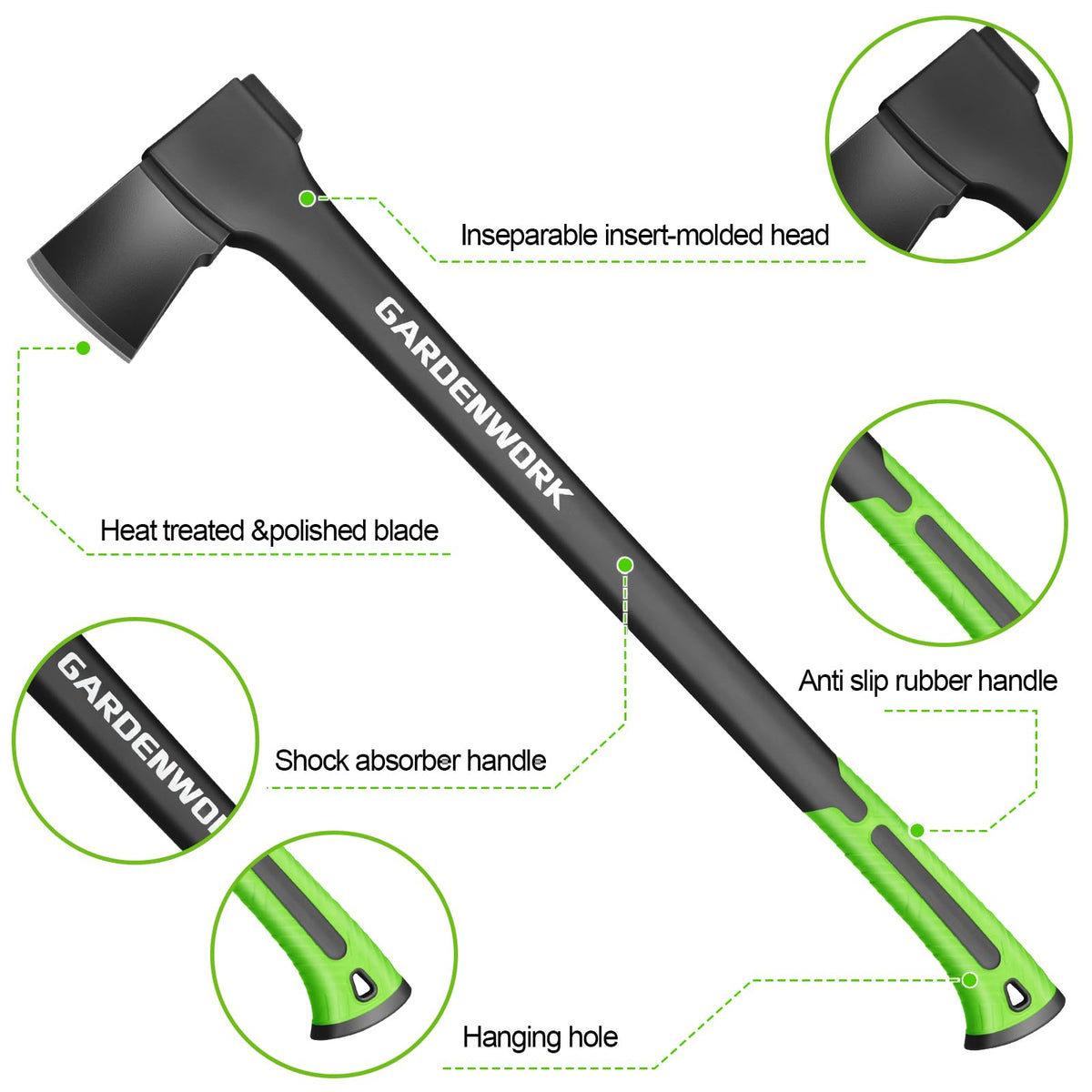 GardenWork shock-absorbing handle provides safer, smoother cutting experience.