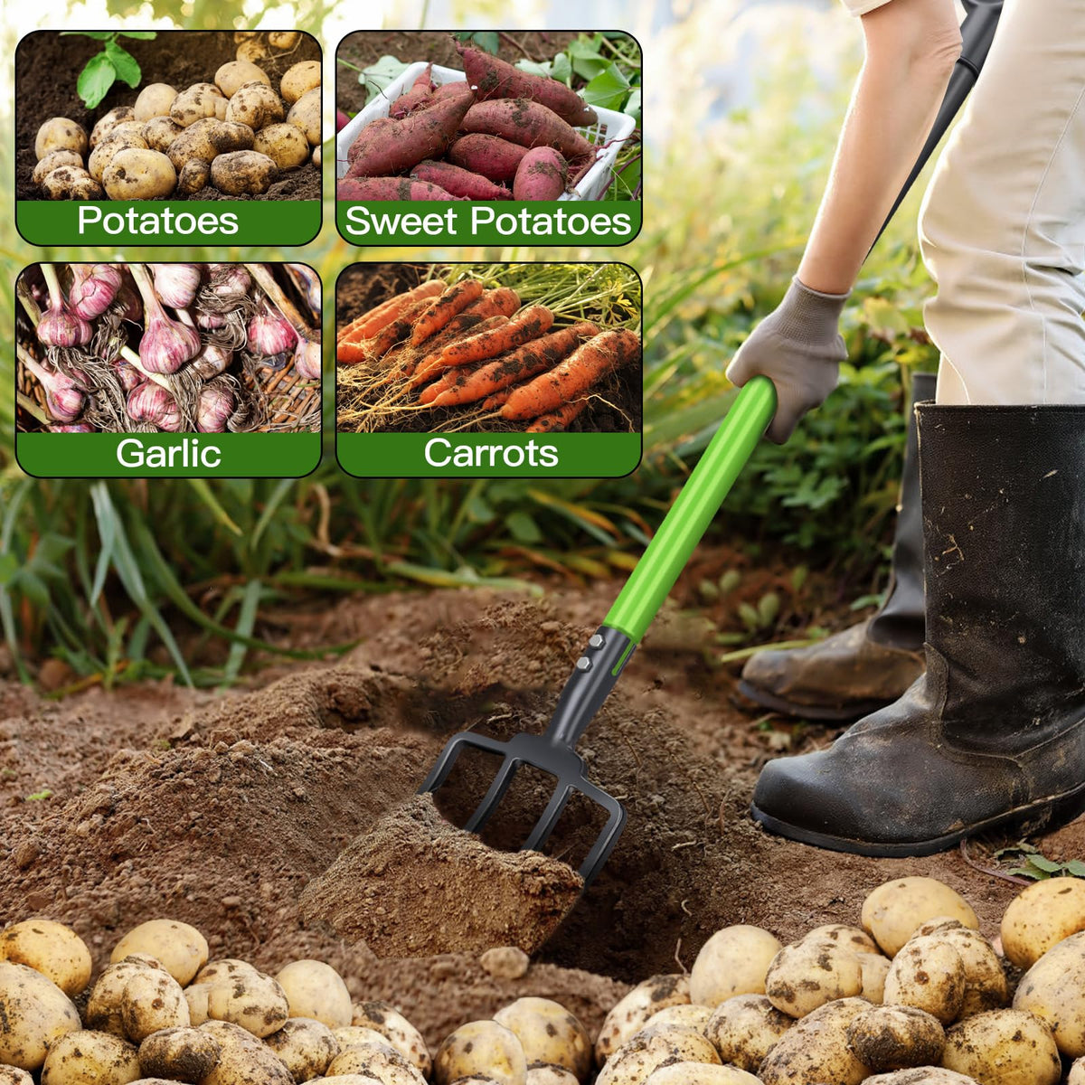 Gardenwork Y-grip ergonomic handle improves comfort during long gardening sessions