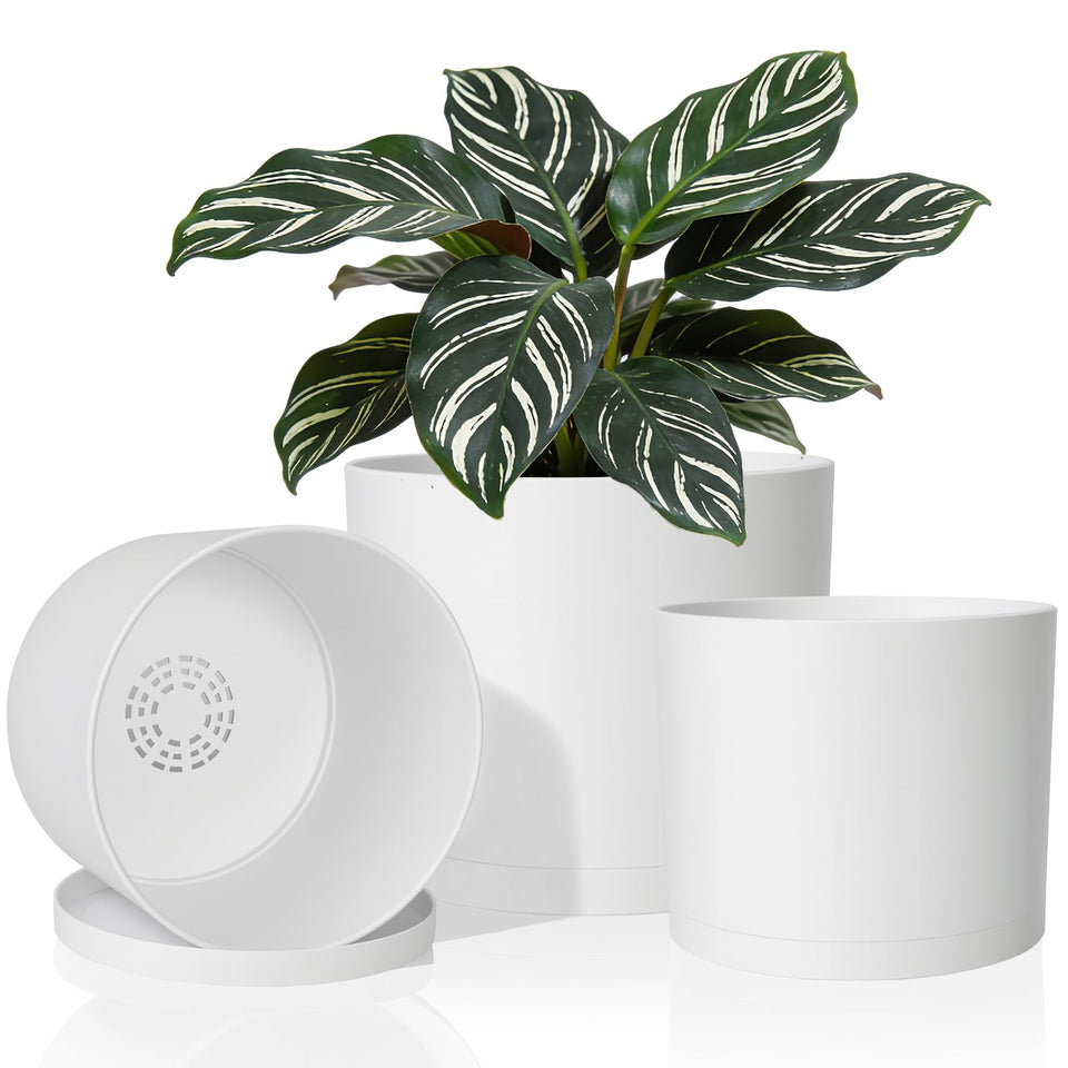 GARDIFE 10-inch white cylinder planter for versatile indoor or outdoor displays.