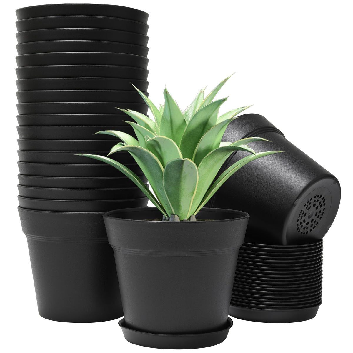 GARDIFE 6-inch black plant pot with drainage holes for healthy root airflow.