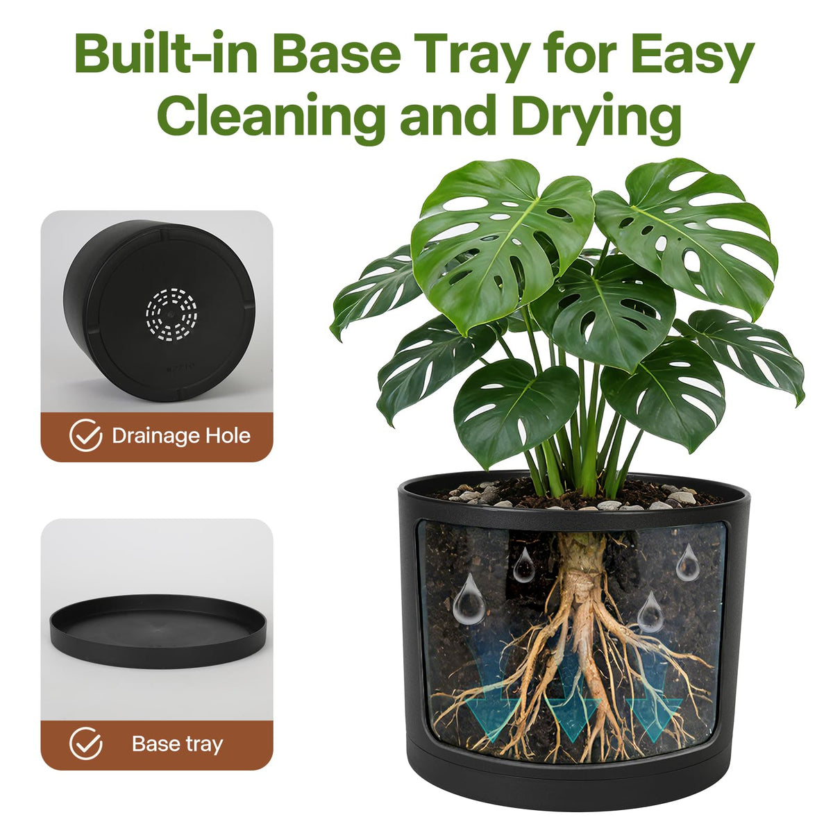 GARDIFE 9-inch outdoor planter on balcony with water drainage