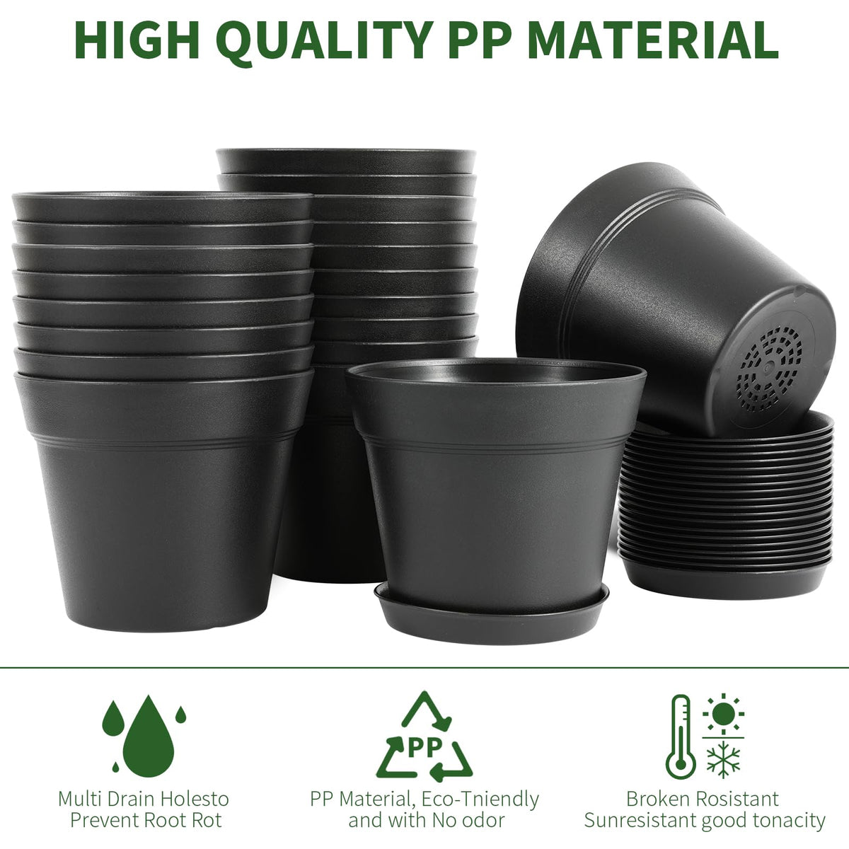 GARDIFE plastic pot with drainage holes supports soil health for plants.