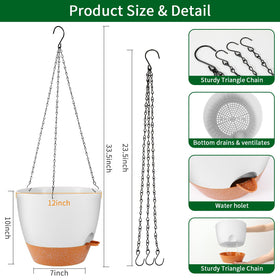 GARDIFE large hanging planter side view ideal for balconies and indoors.