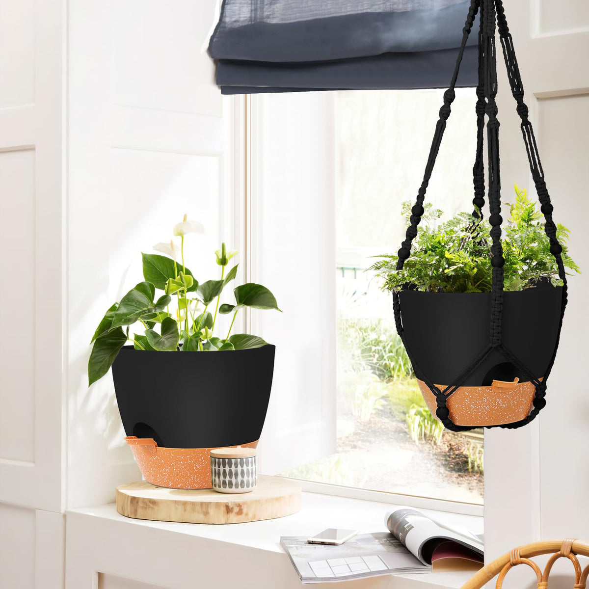 GARDIFE pair of hanging planters enhances minimalist decor in any room.