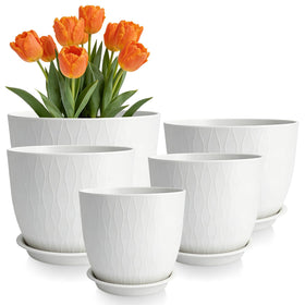 GARDIFE 10-inch white plant pot with drainage holes for healthy root growth