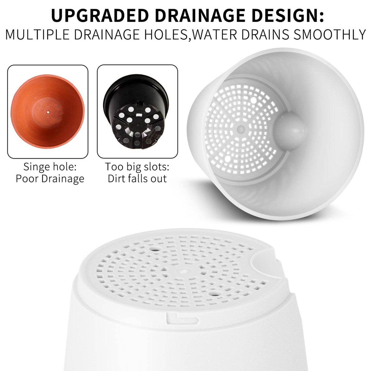 GARDIFE self-watering pot 5-inch white ideal for small plants and desks.