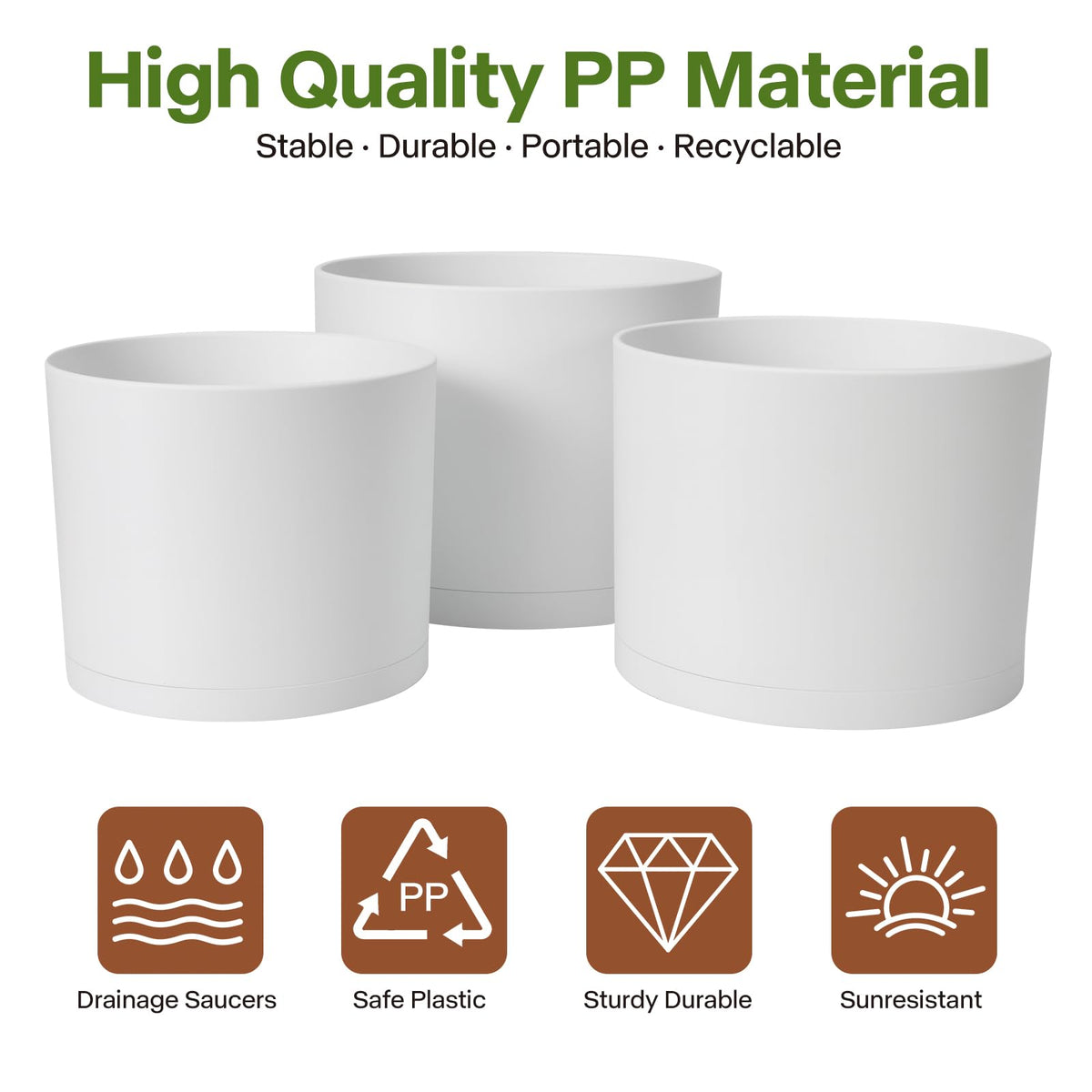 GARDIFE three-piece cylinder planters for a coordinated display.