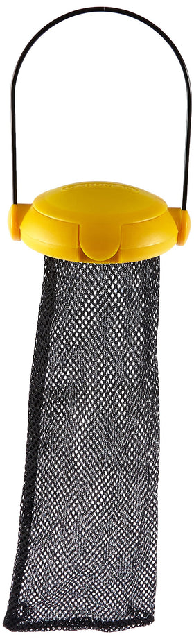 Gardman BA04820A yellow flip-top thistle feeder with mesh bag for easy filing.