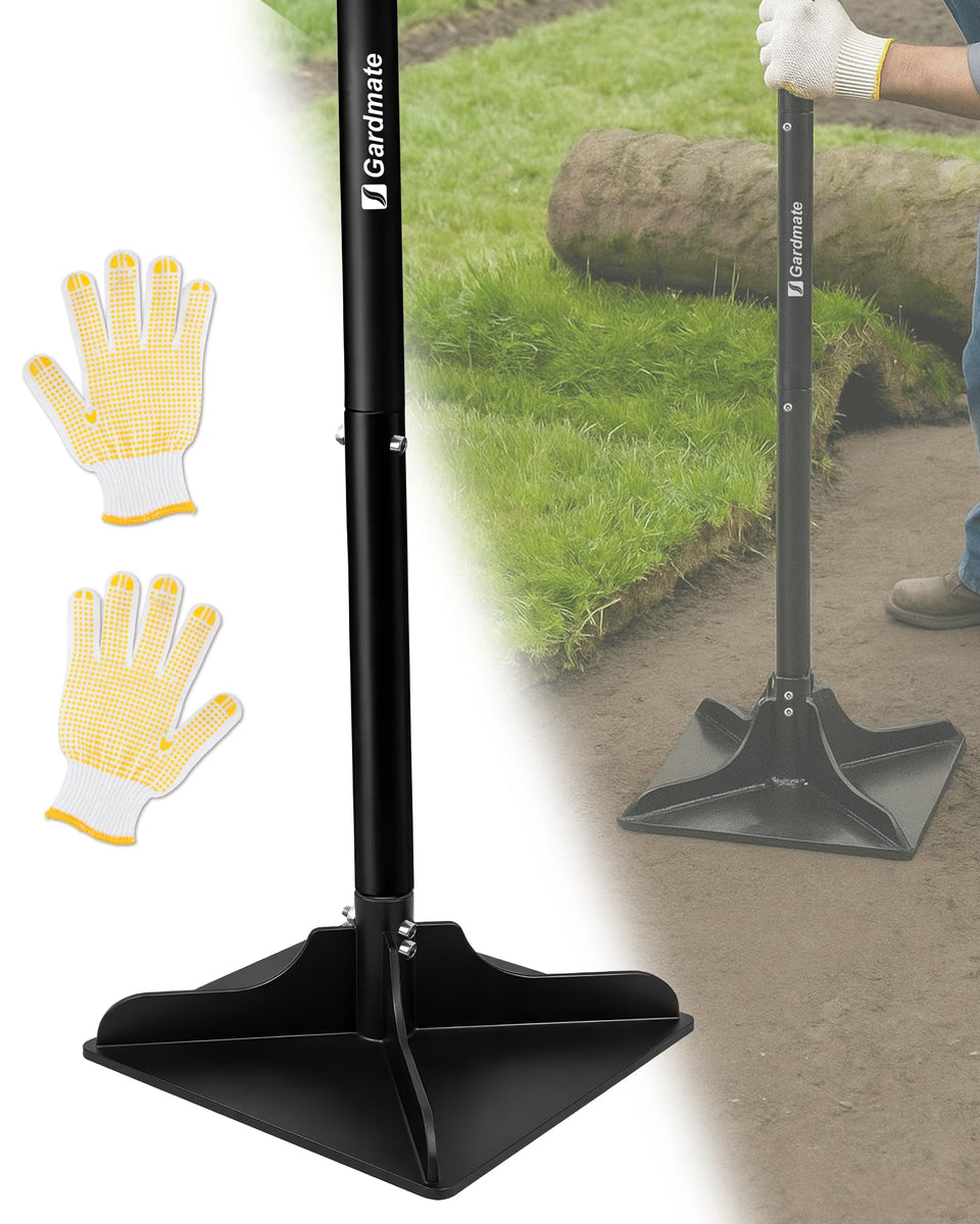 Gardmate steel tamper full tool with 10x10 inch face for solid ground compaction.