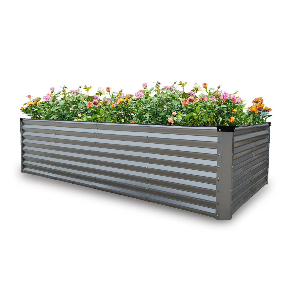 Gardmax 8x4x2ft galvanized raised bed for durable outdoor gardening.