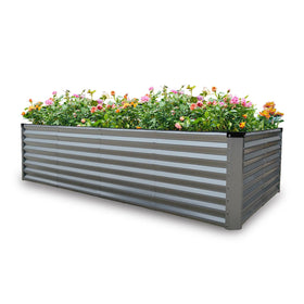 Gardmax 8x4x2ft galvanized raised bed for durable outdoor gardening.