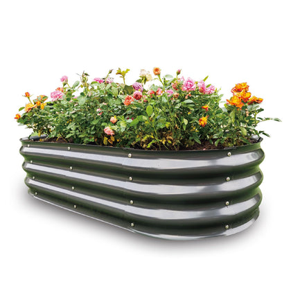Gardmax galvanized raised garden bed showing sturdy panels for outdoor planting.