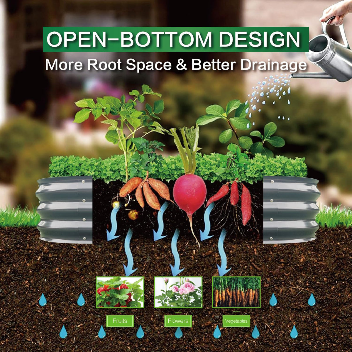 Gardmax open-bottom design promotes drainage and healthy root growth.