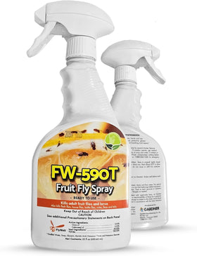 Gardner fruit fly spray bottle pour demonstrates quick, foam-free application.