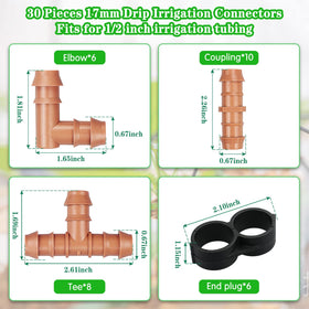 Gardrip 1/2 inch drip tubing fittings shown for reliable connections