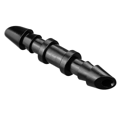 Gardrip barbed coupling close-up showing secure fit for drip tubing