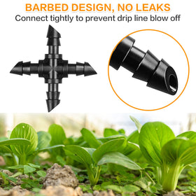 Gardrip barbed ends grip 1/4 inch tubing securely for leak-free connections.