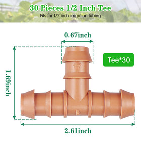 Gardrip barbed tee connection showing secure 1/2 inch tubing fit